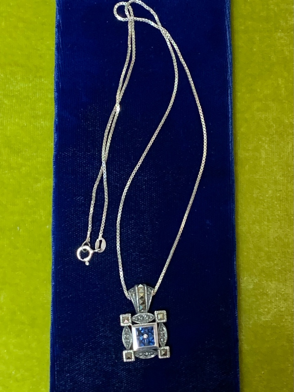 Sterling Silver Blue Cubic Zirconia Pendant Necklace - Women Jewelry